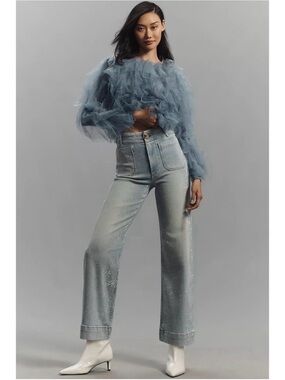 Anthropologie Maeve the “Collette” rhinestone denim edition, size 31